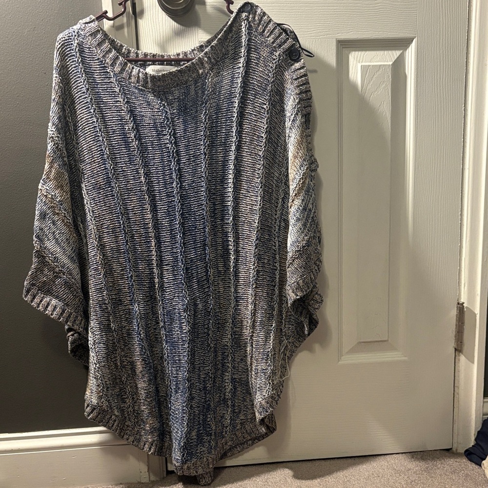 Motherhood Blue and Gray Women's Poncho Sweater